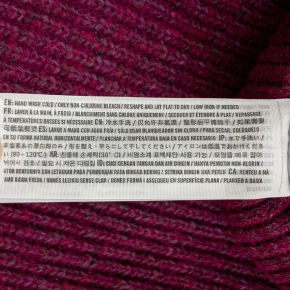 Abercrombie Fitch Oversized Crewneck Sweater Womens Medium Berry Burgundy Ribbed - Picture 10 of 10